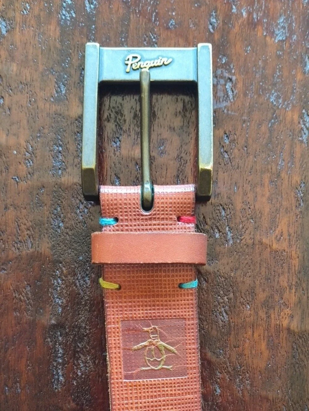 Original Penguin Brown Leather Belt Men's Sz 34